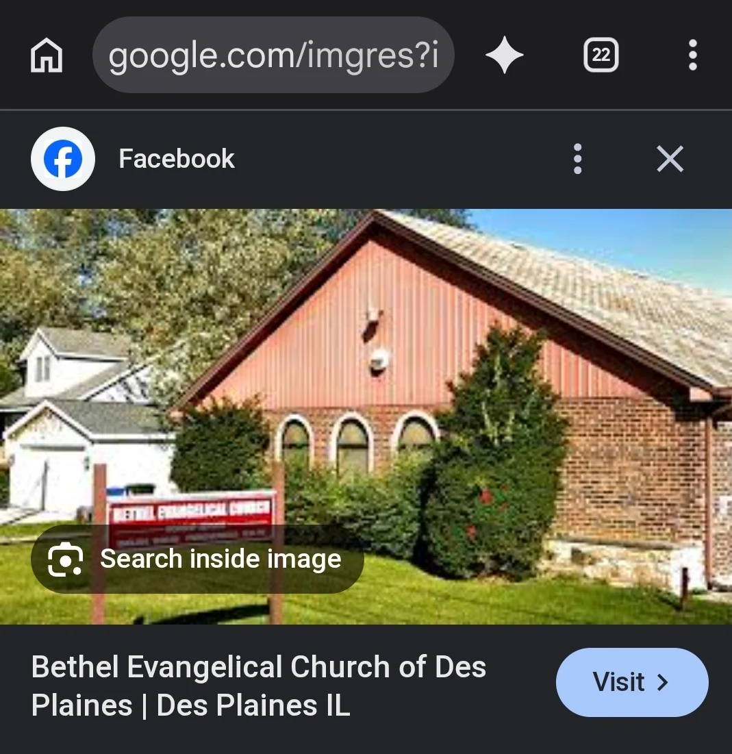 User-supplied screenshot showing the Bethel Evangelical Church building